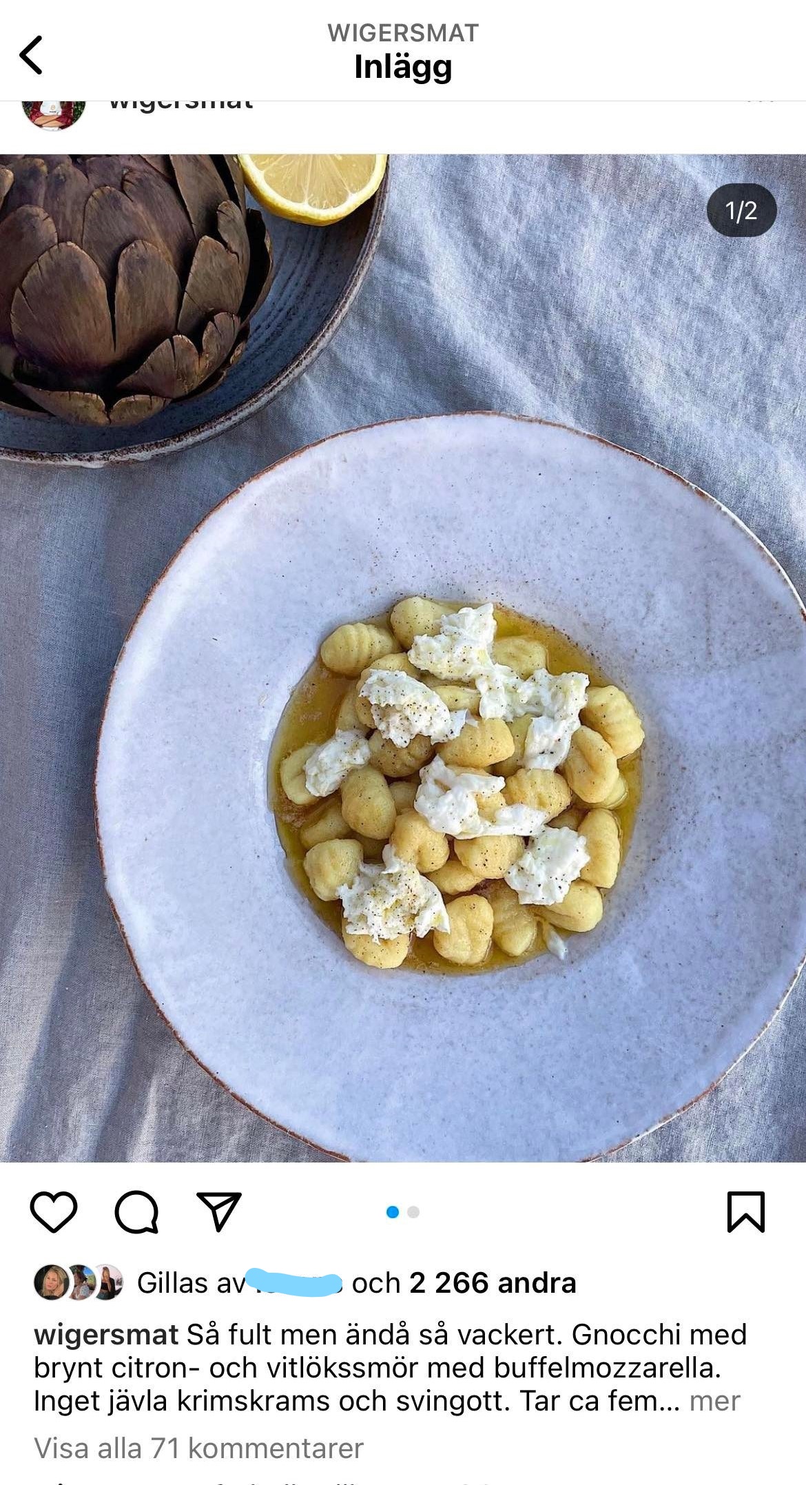 Tallrik med gnocchi och ost