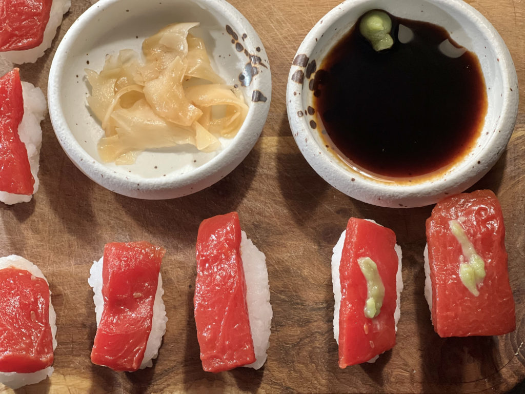 Vego sushi med soja, ingefära och wasabi